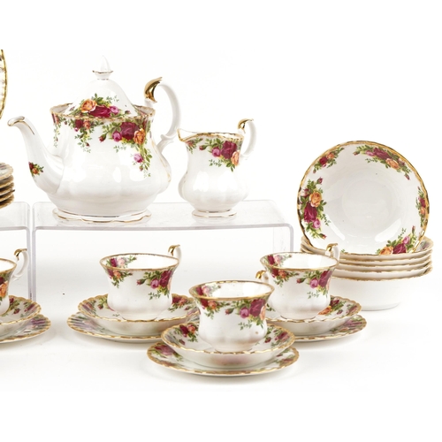 448 - A Royal Albert Old Country Roses six place dinner/tea service including teapot and trios, the dinner... 