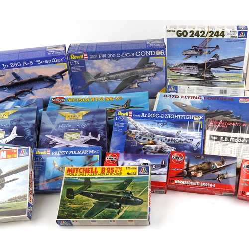 551 - A collection of model aeroplane kits including Corgi, Airfix, Revell and Italaerei.