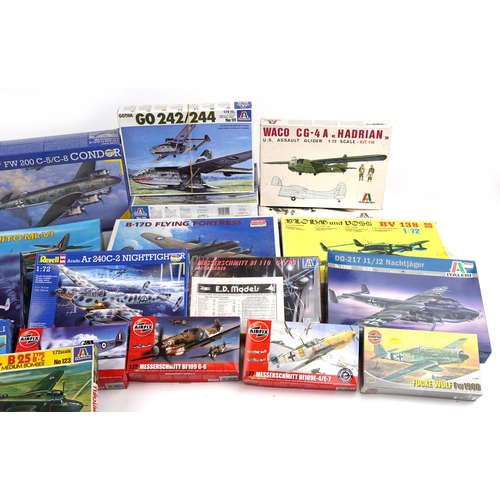 551 - A collection of model aeroplane kits including Corgi, Airfix, Revell and Italaerei.