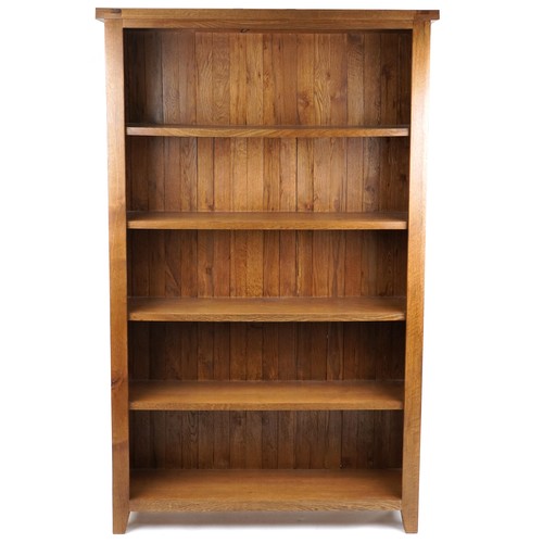 1010 - A large modern oak five tier open bookcase, 211cm H x 131cm W x 36cm D