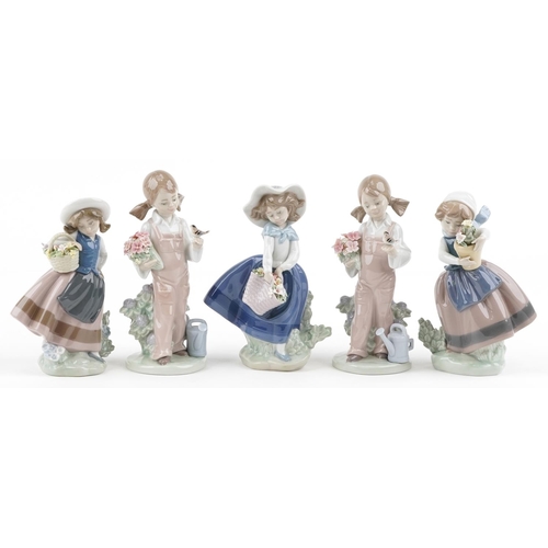 772 - Five Lladro figures of young children with flowers - Pretty Pickings numbered 5222, Sweet Scent numb... 