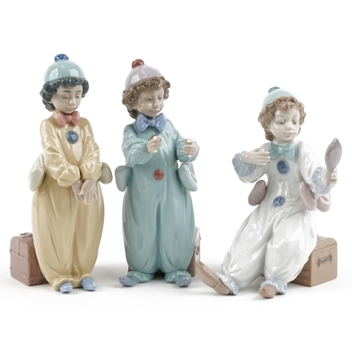 770 - Three Lladro figures of Pierrot - Pierrot in Preparation numbered 6257, Pierrot in Love numbered 625... 