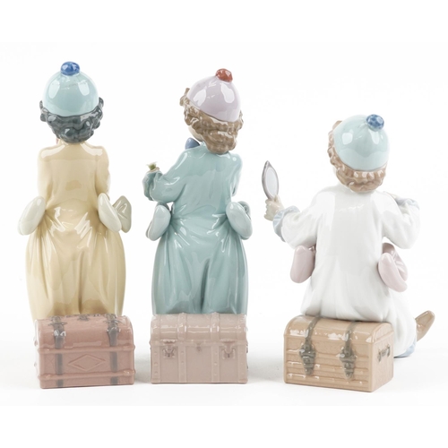 770 - Three Lladro figures of Pierrot - Pierrot in Preparation numbered 6257, Pierrot in Love numbered 625... 