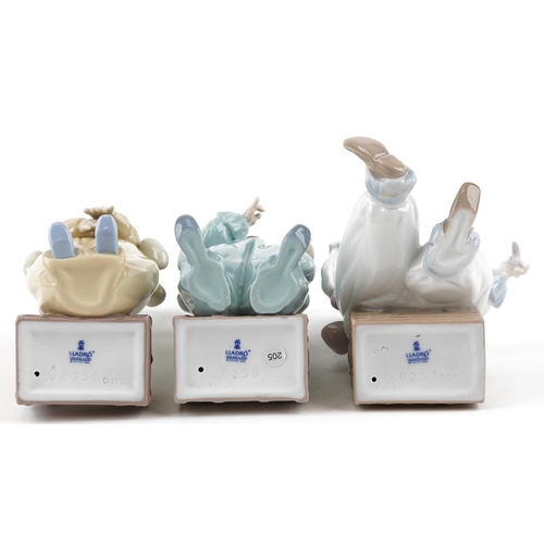 770 - Three Lladro figures of Pierrot - Pierrot in Preparation numbered 6257, Pierrot in Love numbered 625... 