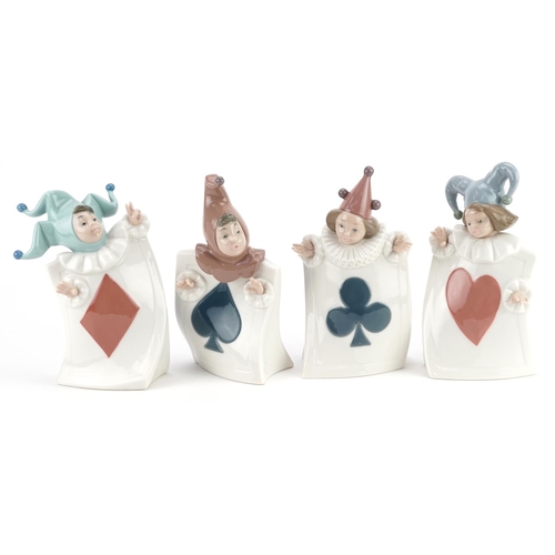 754 - A set of four Nao figures of children dressed as playing cards - Ace of Diamonds numbered 1279, Ace ... 