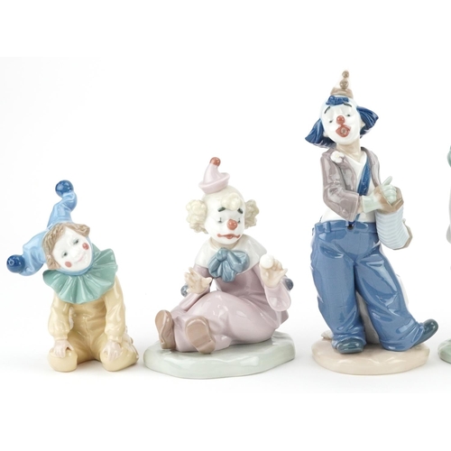 Eight Nao porcelain figures including Airy Clown, the box numbered ...