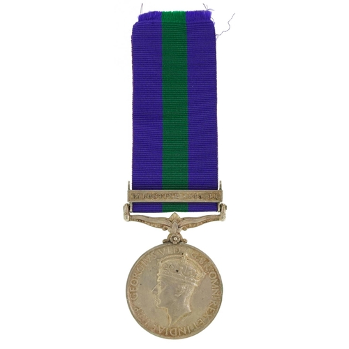 688 - A British military George VI General Service medal with Palestine 1945-48 bar awarded to EC.2672 PTE... 