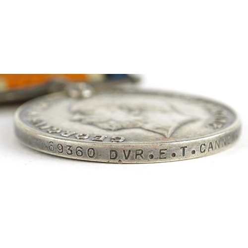 657 - A British military World War I medal trio awarded to 69360 DVR.E.T.CANNON.R.A..