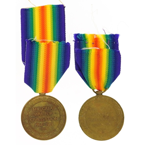 662 - Two British military World War I Victory medals awarded to 53710 PTE.J.S.LILLIE.LAN.FUS. and 52761 P... 