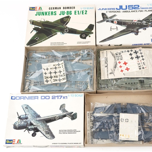 570 - A collection of model aeroplane kits including Revell, Hasegawa and Italaerei.