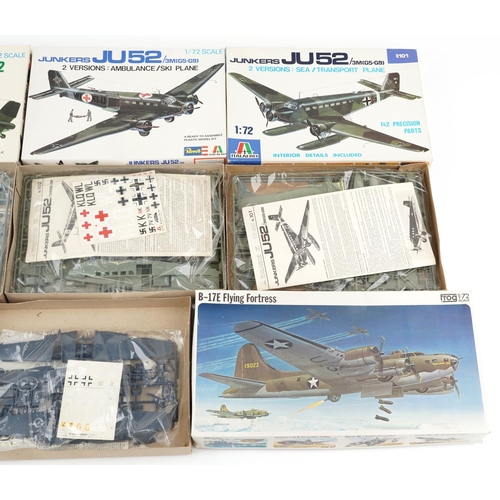 570 - A collection of model aeroplane kits including Revell, Hasegawa and Italaerei.