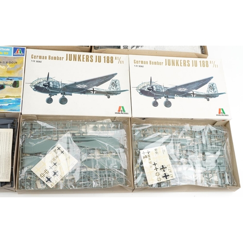 570 - A collection of model aeroplane kits including Revell, Hasegawa and Italaerei.