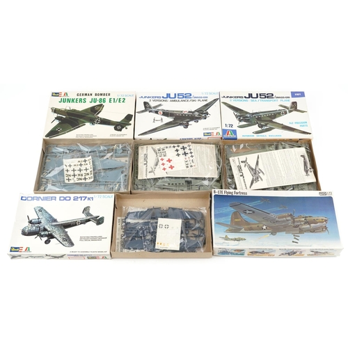 570 - A collection of model aeroplane kits including Revell, Hasegawa and Italaerei.