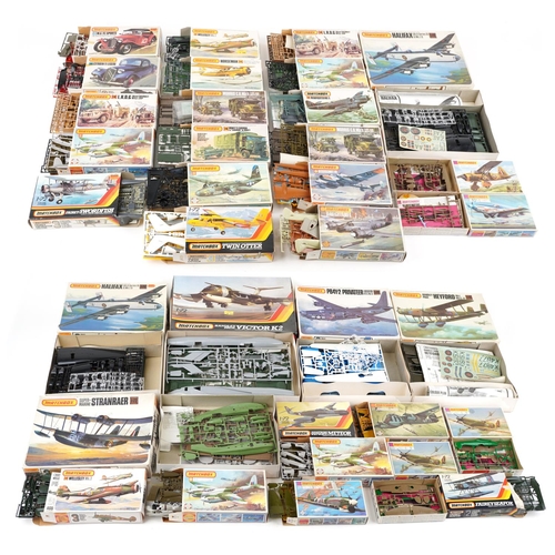 555 - A collection of Matchbox model kits including L.R.D.G. 30cwt Chevrolet Willy's Jeep, Beaufighter MK-... 