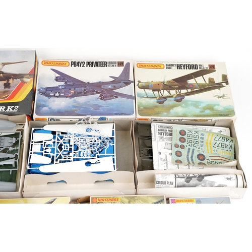 555 - A collection of Matchbox model kits including L.R.D.G. 30cwt Chevrolet Willy's Jeep, Beaufighter MK-... 