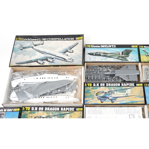 572 - A collection of 1:72 scale Heller model collector's kits including DH 89 Dragon Rapide, Lockheed L-7... 