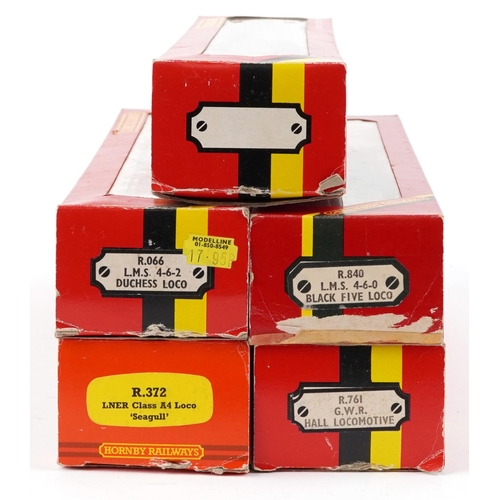 513 - Five Hornby OO gauge locomotives with boxes comprising R.066, R.761. R.840, R.372 and The Flying Sco... 