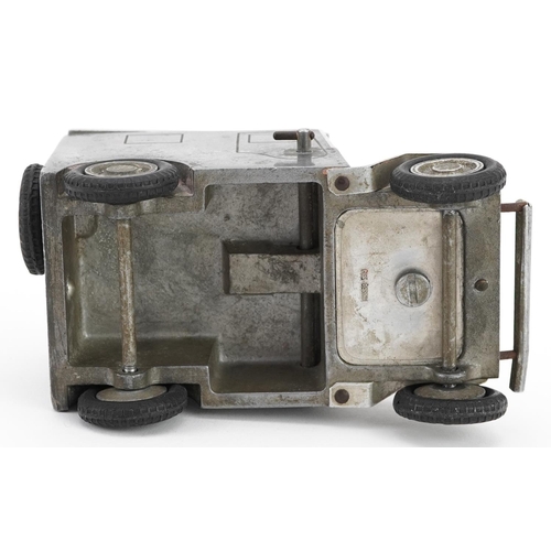 290 - A German Baier 1947 aluminium table cigarette lighter and box in the form of an army truck, 14cm in ... 