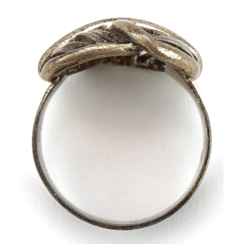 2513 - Modernist continental silver ring, size U, 9.5g