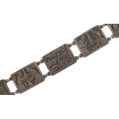 2330 - Nils Erik Elvik, Norwegian 830S silver panel bracelet, 18cm in length, 34.7g