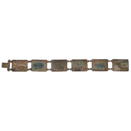 2330 - Nils Erik Elvik, Norwegian 830S silver panel bracelet, 18cm in length, 34.7g