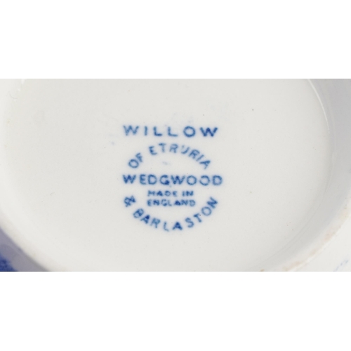 1228 - Four Wedgwood Willow pattern two handled bowls together with a stoneware plate, a Doulton plate, a M... 