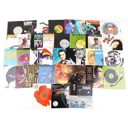 474 - Ten 45rpm vinyl records. some promotional,  including Aretha Franklin and James Brown, Western Block... 