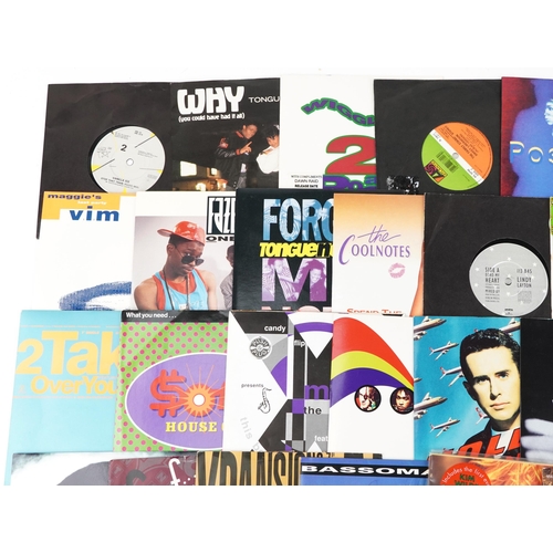 474 - Ten 45rpm vinyl records. some promotional,  including Aretha Franklin and James Brown, Western Block... 