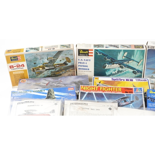 556 - A collection of collector's model aeroplane kits including Revell, Italaerei, Frog and Fujimi.