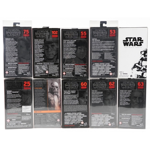 616 - Ten as New Star Wars The Black Series collectable figures including Wedge Antilles, Resistance Tech ... 