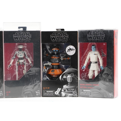 629 - Five as New Star Wars The Black Series collectable figures comprising DJ R-3X, L3-37, Battle Droid, ... 