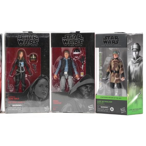 628 - Five as New Star Wars The Black Series collectable figures comprising Luke Skywalker Snow Speeder, L... 