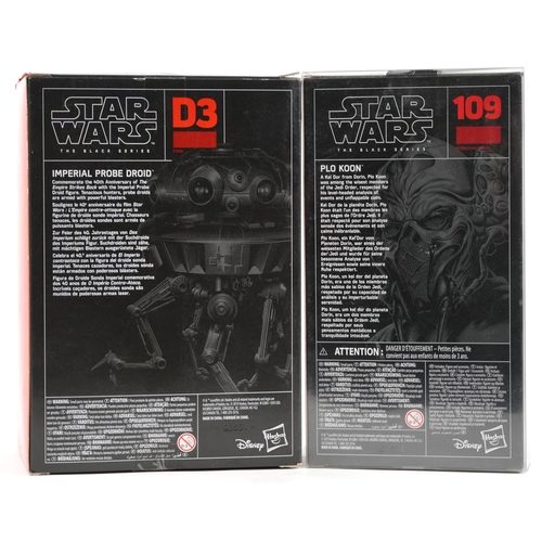 627 - Two as new Star Wars The Black Series collectable figures comprising Blo Koon and Imperial Probe Dro... 