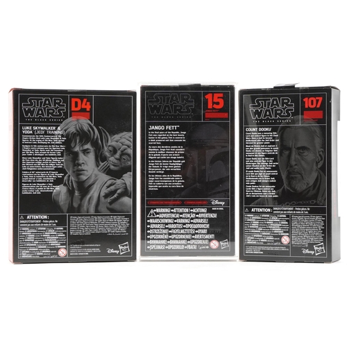 625 - Three as new Star Wars The Black Series collectable figures comprising Luke Skywalker and Yoda Jedi ... 