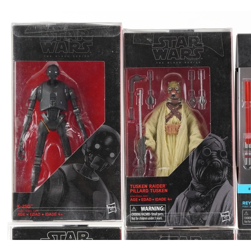 610 - Ten as new Star Wars The Black Series collectable figures including Rey Dark Side Vision, Tuskan Rai... 