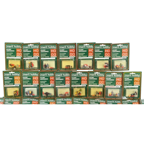 569 - A collection of approximately 100 Merit Hobby HO & OO gauge hand painted railway figures, various se... 