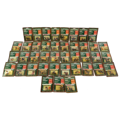 537 - A collection of approximately 38 Merit Hobby HO & OO gauge hand painted railway figures comprising w... 