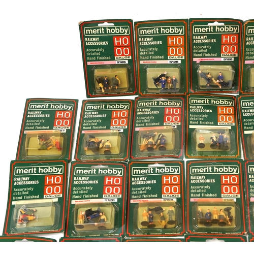 537 - A collection of approximately 38 Merit Hobby HO & OO gauge hand painted railway figures comprising w... 