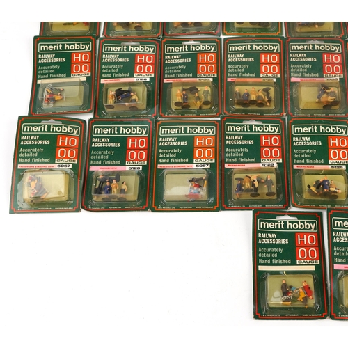 537 - A collection of approximately 38 Merit Hobby HO & OO gauge hand painted railway figures comprising w... 