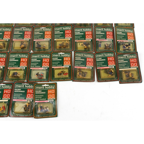 537 - A collection of approximately 38 Merit Hobby HO & OO gauge hand painted railway figures comprising w... 