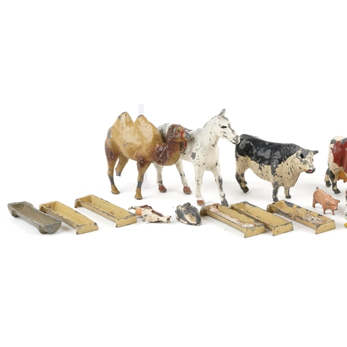 528 - A small collection of vintage Britains hand painted lead farm animals.