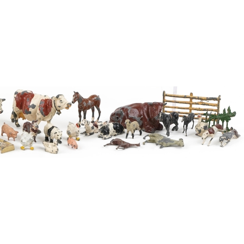 528 - A small collection of vintage Britains hand painted lead farm animals.