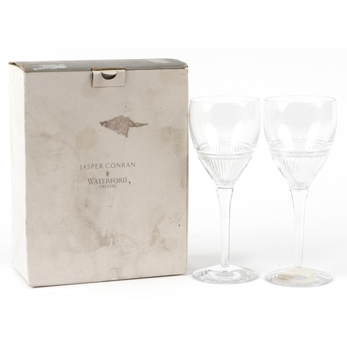 433 - A pair of Jasper Conran for Waterford Crystal large wine glasses, boxed.