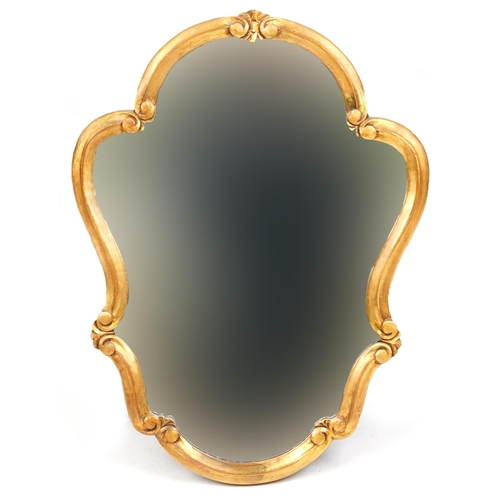 1067 - A late 20th century George III style gilt framed wall mirror of deep section, 50cm x 44cm, together ... 