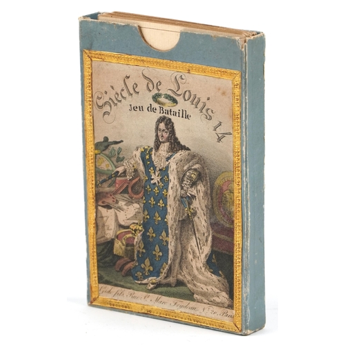 211 - An early 19th century French parlour game with hand coloured cards in a slip case.