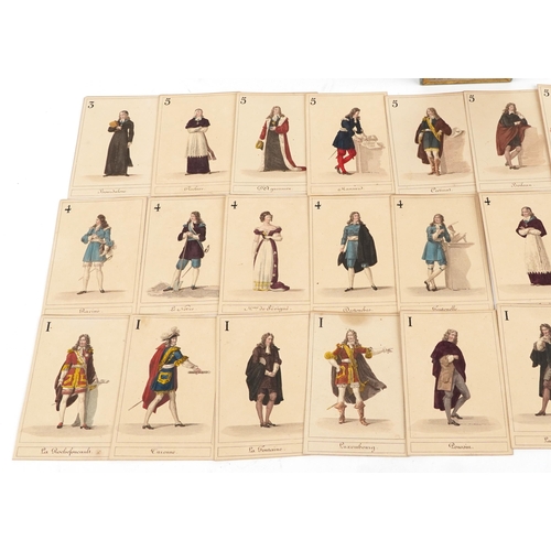 211 - An early 19th century French parlour game with hand coloured cards in a slip case.