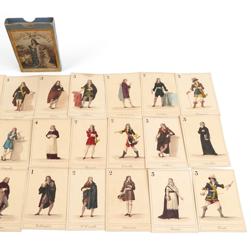 211 - An early 19th century French parlour game with hand coloured cards in a slip case.