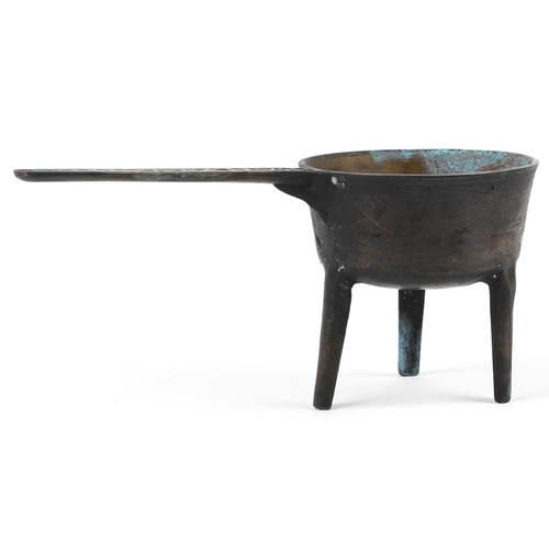 316 - An 18th century Bayley & Street cast bronze skillet, 36.5cm in length.