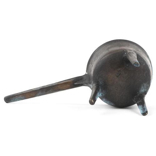 316 - An 18th century Bayley & Street cast bronze skillet, 36.5cm in length.