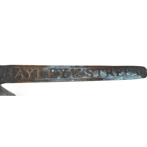 316 - An 18th century Bayley & Street cast bronze skillet, 36.5cm in length.